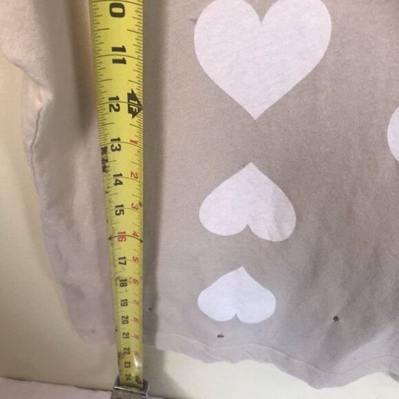 Wildfox Cotton Hearts Graphic Distressed Short Sleeve Tee Crop Soft Stretch Top - Picture 12 of 13